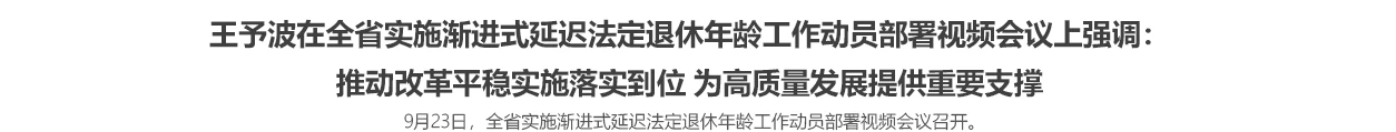 王予波在全省實施漸進式延遲法定退休年齡工作動員部署視頻會議上強調：推動改革平穩實施落實到位 為高質量發展提供重要支撐
